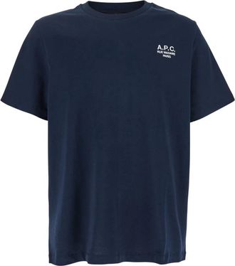 A.P.C. T-shirt met ronde hals - Heren - T-shirts - Blauw - 2XL - Katoen - Tops