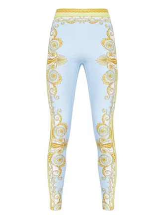 Versace Light Blue Baroque Pattern Work-out Leggings