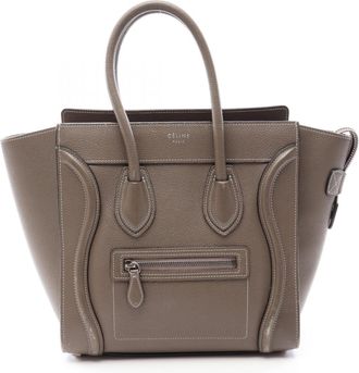 Celine Gray Leather Handbag Tote Bag (Pre-Owned)