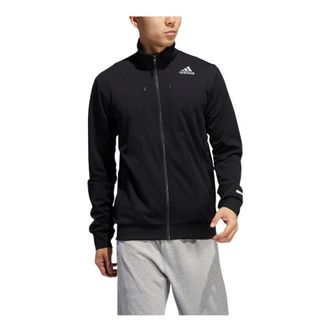adidas Mens adidas Logo Printing Pattern Stand Collar Zipper Jacket Black GL2188
