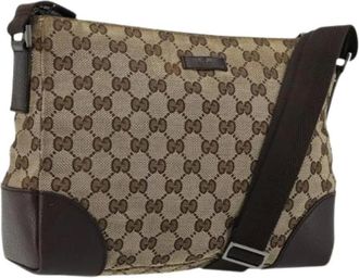 Gucci Pre-owned Cross Body Bags, female, Beige, Size: ONE SIZE Pre-owned Vintage GG Canvas Shoulder Bag