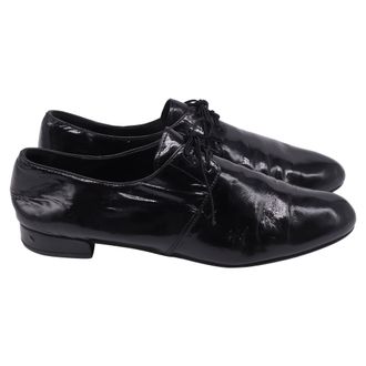 Prada Lace-Up Loafers in Black Patent Leather