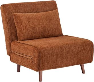 Sweeek Sill&oacute;n cama convertible de chenilla con patas de madera, terracota