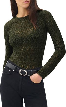 Rag & Bone Ellie Lace Top in Army at Nordstrom, Size Large