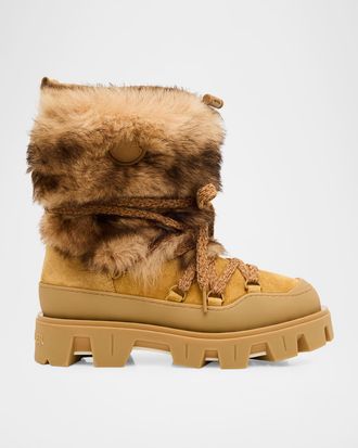 Moncler Peak Apres Suede and Shearling Ankle Boots