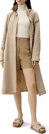 LilySilk Silk Taffeta Water-Repellent Coat in Gravel Gold at Nordstrom, Size X-Large L