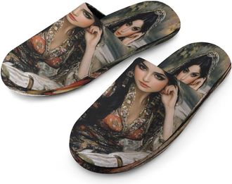 Generic Persian Woman Mens Cotton Slippers Memory Foam Comfort House Shoes Winter Indoor Slipper for Hotel Casa Spa