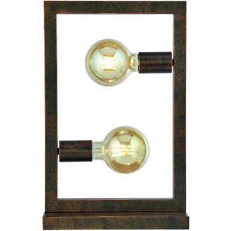 Searchlight Lampada Da Scrivania Contemporanea Oblungo Acciaio Marrone 2 Luci E27