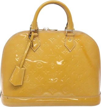 Louis Vuitton Alma Yellow Patent Leather Handbag (Pre-Owned)