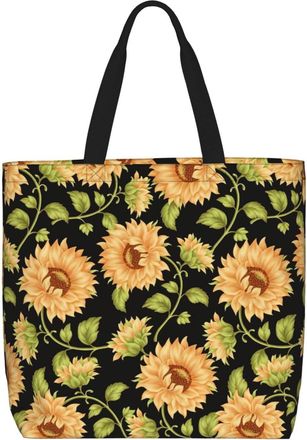 Generic Women Handbag Sunflower Pattern Daily Bag Casual Reusable Shopping Bags, For Graduation, Wedding, Gym, Swim, Birthday