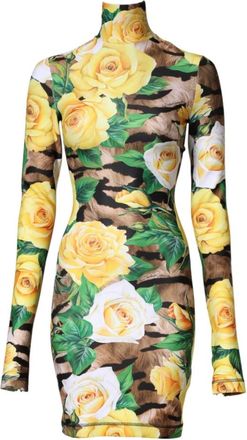 Dolce & Gabbana Mini-sheathjurk met bloemenprint - Dames - Korte kleedjes - Veelkleurig - S - Leer - Kleedjes
