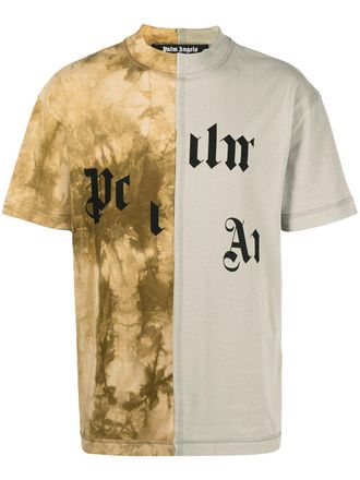 Palm Angels Broken Logo panelled T-shirt - men - Cotton - S - Neutrals