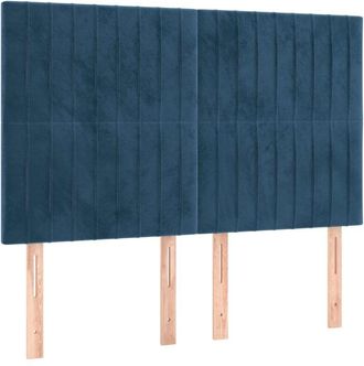 vidaXL Cabecero con luces led terciopelo azul oscuro 144x5x118/128 cm Vidaxl