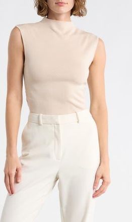 Blu Pepper Mock Neck Ruched Tank in Light Khaki at Nordstrom Rack, Size Medium