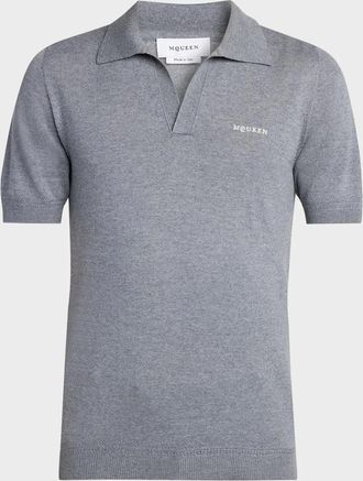 Alexander McQueen Men & apos;s Wool Knit Johnny Collar Short-Sleeve Polo Sweater