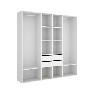 Dmora Gran Armario Brento, Muebles De Dormitorio, Vestidor, Armario De Ropa, 196x45 H205 Cm, Blanco Y Roble - Dmora
