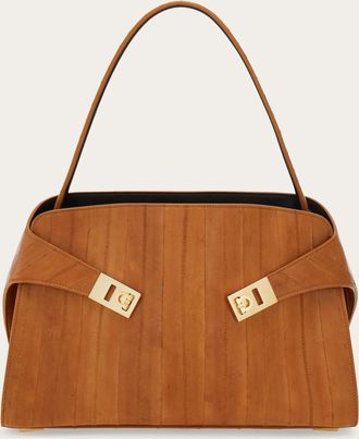 Ferragamo Donna Borsa a spalla Hug soft bicolore (M) Beige