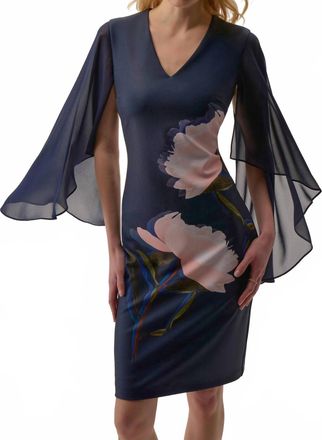 Joseph Ribkoff Floral Sheath Dress In Midnight Blue