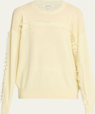 Zankov Fringed Wool Crewneck Sweater