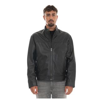 HUGO BOSS Joslay Leren Jas - Heren - Zomerjassen - Zwart - L - Leer - Jassen