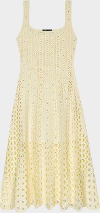 Maje Russelking Embellished Open-Knit Midi Dress
