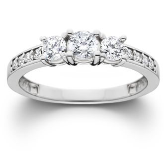 Pompeii3 1Ct Diamond Lab Grown 3-Stone Engagement Ring White Yellow Rose Gold or Platinum
