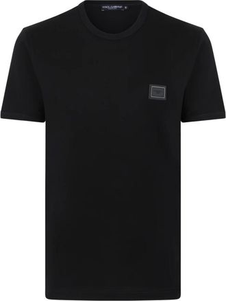 Dolce & Gabbana Logo Patch T-Shirt - Heren - T-shirts - Zwart - S - Katoen - Tops