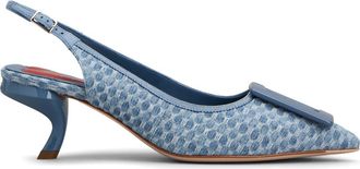 Roger Vivier Virgule Bordo Pointed Toe Slingback Pump in Cielo Scuro at Nordstrom, Size 7.5Us