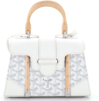 Goyard Structured Saigon Top Handle Bag Coated Canvas with Leather Mini