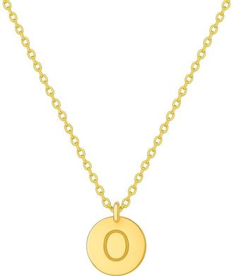 House of Frosted Initial Pendant Necklace in Yellow Gold - O at Nordstrom Rack, Size 16