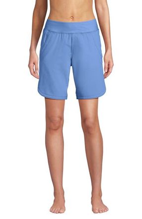 Lands End Plus Size Sunshade UPF 50 9 Board Shorts with Panty in Lake Blue at Nordstrom, Size 26W