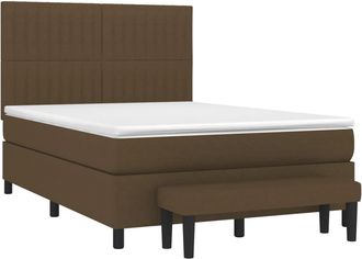 vidaXL Cama Box Spring Con Colch&oacute;n Tela Marr&oacute;n Oscuro 140x190 Cm Vidaxl