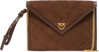 Pinko Pinko, Tassen, Dames, Bruin, ONE Size, Leer, Bruin Leren Clutch Elegant Avond Uit