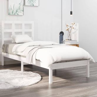 vidaXL Estructura De Cama Madera Maciza Individual Blanco 75x190 Cm Vidaxl