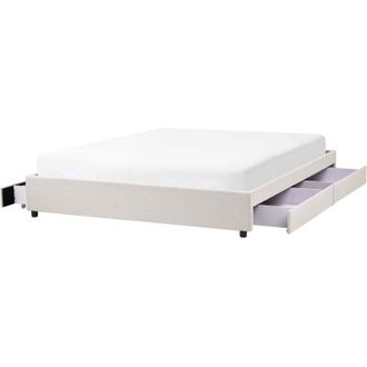 Beliani Beliani - Letto matrimoniale in Tessuto beige chiaro con Cassetti 180 x 200 cm Montpellier