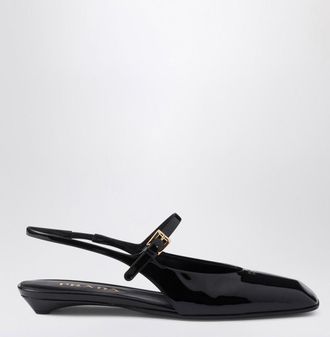 Prada Black patent leather slingback ballerina