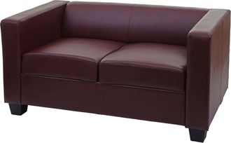 Hhg Divano Sofa 2 Posti Lounge Moderno Elegante Serie Lille M65 75x137x70cm Ecopelle Bordeaux