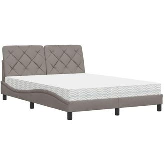 vidaXL Vidaxl - Cama Con Colch&oacute;n Tela Gris Taupe 140x190 Cm
