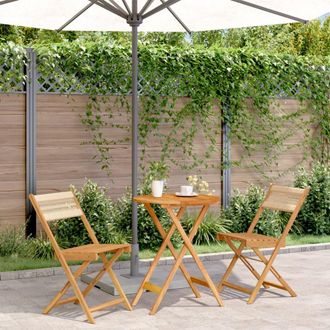 vidaXL Juego De Bistro De 3 Piezas Polipropileno Y Madera Maciza Beige Vidaxl