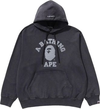 A Bathing Ape Garment Dye College Pullover Hoodie Charcoal 1L80-114-304-CHA