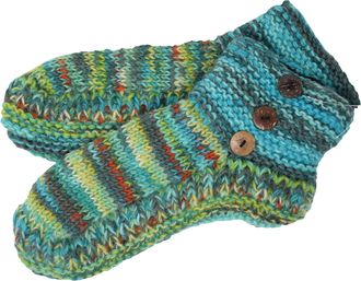 Gheri Mens Fleece Lined Multicolored Knitted Woolen Slipper Socks A