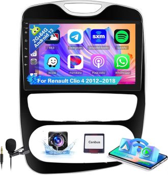 OEM Radio Para Coche De 8 N&uacute;cleos 4+64g Para Renault Clio 4 2012-2018, Con Carplay Inal&aacute;mbrico Y Android Auto, Pantalla T&aacute;ctil De 9, Bluetooth, Gps, Wifi,