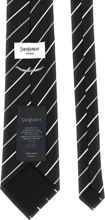 Saint Laurent Diagonal Striped Jacquard Silk Necktie - Black