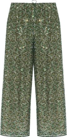 Os&eacute;ree sequinned wide-leg trousers - women - Polyester/Spandex/Elastane/Polyamide - M - Green