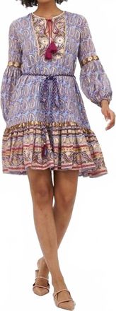 Oliphant Balloon Sleeve Flirty Mini Dress In Lavender