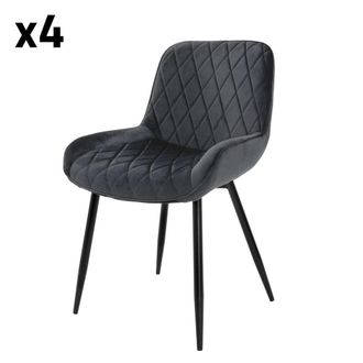 ML Design Lote de 4 sillas de comedor de terciopelo, antracita