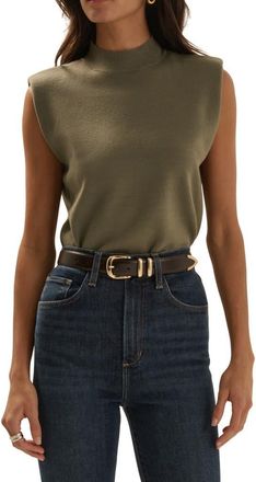 Favorite Daughter The Whitney Sleeveless Knit Crop Top in Army at Nordstrom, Size X-Large