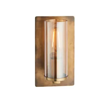 Loops Antique Brass Patina Wall Lamp Light & Champagne Glass Shade - 10W E27 LED in Clear