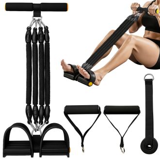 OEM Fascia Elastica Per Pedali - Corda Per Addominali Regolabile A 4 Tubi Con Impugnature Ergonomiche, Attrezzo Fitness Multifunzionale Per Un Allenamento