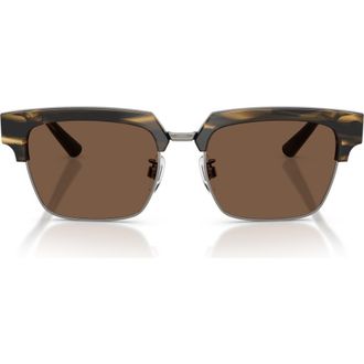 Dolce & Gabbana 54mm Square Sunglasses in Striped Brown /Brown at Nordstrom